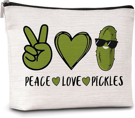 Amazon AWSICE Peace Love Pickles Small Makeup Bag Pickle Lover