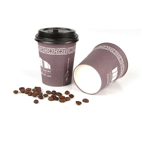 Single Wall Paper Coffee Cup With Lids Custom Logo Printed Disposable