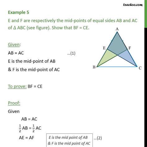 Example 5 E F Are Mid Points Of Equal Sides AB And AC