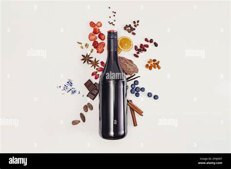 Possible Flavor Components Of Red Wine Creative Composition Stock