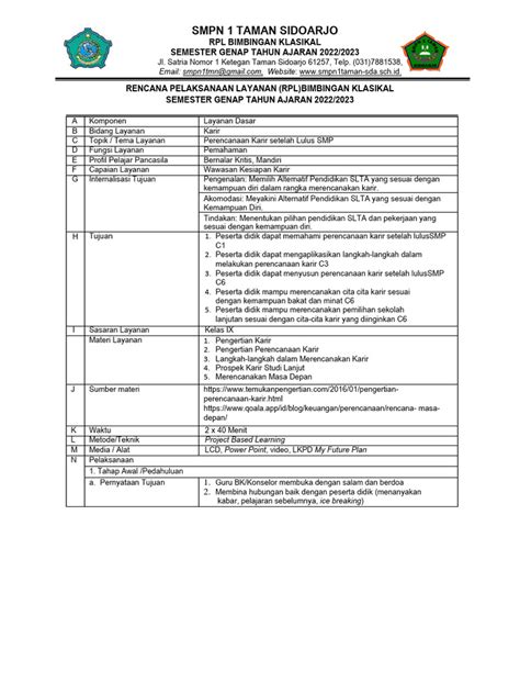 Rpl Perencanaan Karir Setelah Smp Berdeffirensiasi Pdf