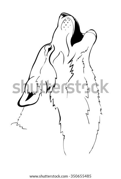 Head Howling Wolf Vector Illustration Stock Vector Royalty Free 350655485 Shutterstock