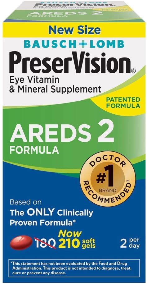 Bausch Lomb PreserVision AREDS 2 Formula Supplement 210ct Lutein