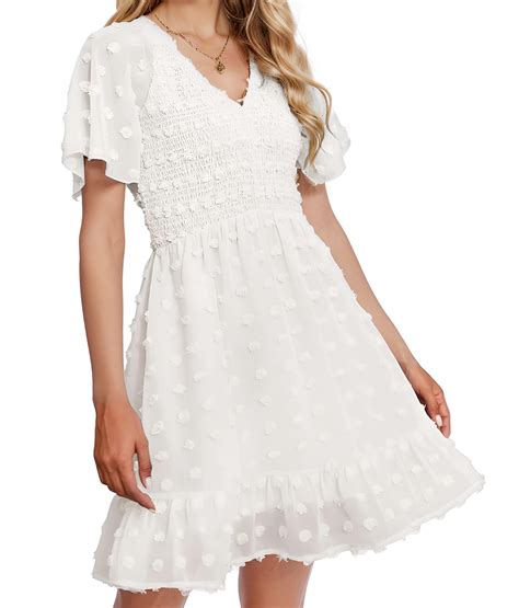 Womens Dress Women Casual Spring Summer Vacation Beach Cute Ruffle