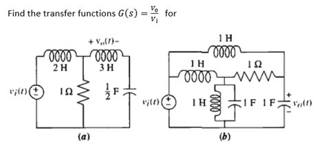 Solved Find The Transfer Functions G S V 0 V I For Chegg