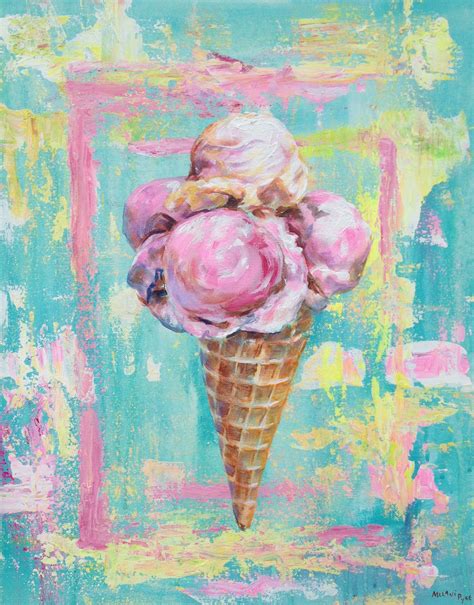 I Wish Waffle Cone X Acrylic On Canvas By Melani Pyke With