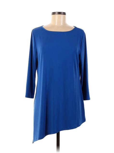 Susan Graver Solid Blue Long Sleeve Top Size M 73 Off Thredup