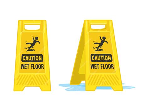 Premium Vector Caution Wet Floor Sign Board Vector Illustration