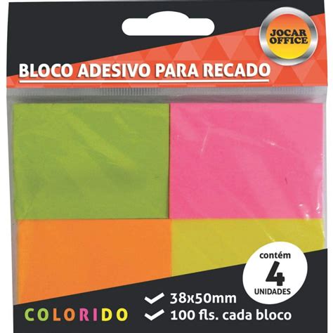 Bloco Adesivo Tipo Postiti Para Recados e Anotações Neon 38x50 Shopee