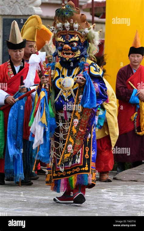 Tsam Cham Religion Mask Dance In Dashchoilin Monastery Ulaanbaatar