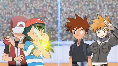 Pokémon Battle Usum Ash And Red Vs Gary And Blue Kanto Legend Face