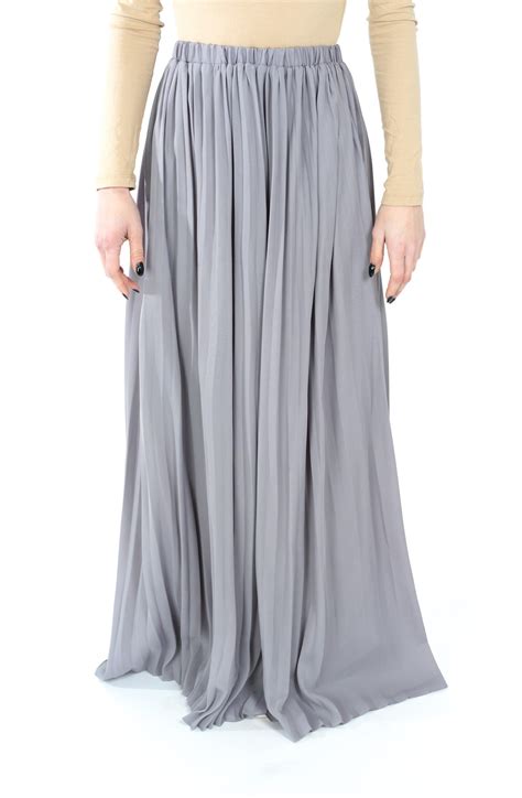 Gray Pleated Maxi Skirt Chiffon Pleated Maxi Skirt Pleated Maxi