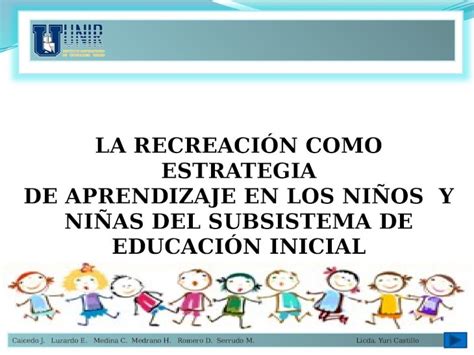 PPTX La Recreación como Estrategia de Aprendizaje en los Niños y