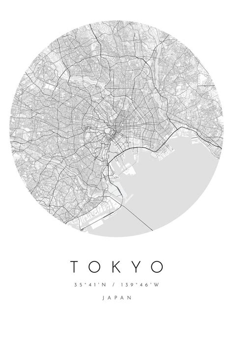 Tokyo City Map In Black And White With The Name Tokyo On It S Side