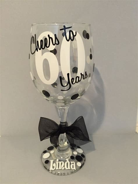 60th Birthday Extra Large Personalized Wine Glass By Dotteddesigns