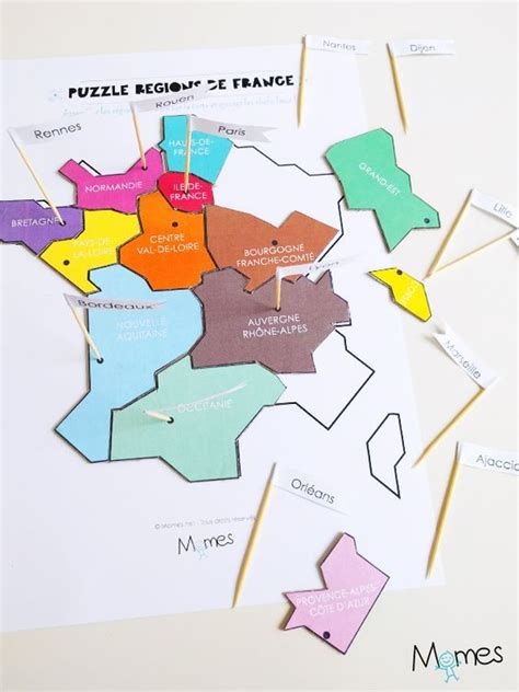 Carte Des R Gions De France Imprimer En Puzzle Les R Gions De