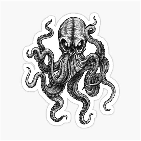 "Black and White Octopus Tattoo" Sticker for Sale by Cesarcali | Redbubble