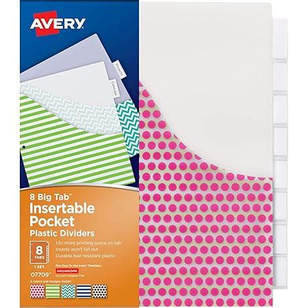 Avery Big Tab Two Pocket Insertable Plastic Dividers Tab Set