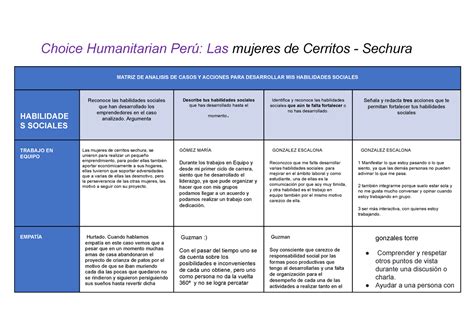 Matriz De Analisis De Casos Y Acciones Para Desarrollar Mis Habilidades