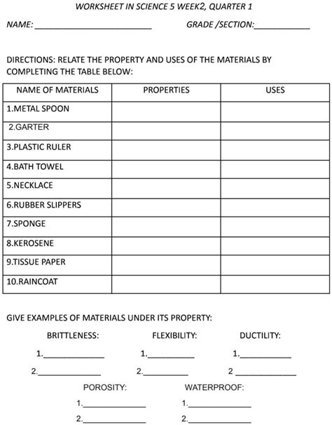 Science Po Thank you na lang po. WORKSHEET IN SCIENCE 5 WEEK 2, QUARTER ...