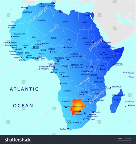 Mapa político de África Botswana vector de stock libre de regalías