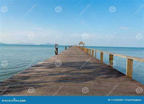 Wooden Pier With Boat In Phuket Thailand Summer Travel Vacation And