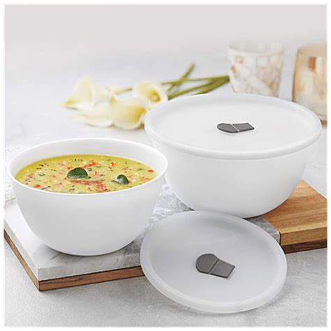 Buy Larah By Borosil Bowl Set With Lid Multipurpose Freezer Safe