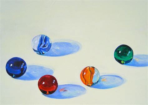 Marble Art Original Painting of Glass Marbles Acrylic on