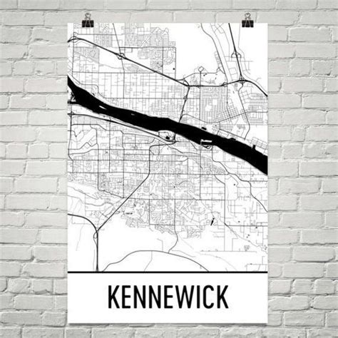 Kennewick WA Map, Tri-cities Art, Kennewick Print, Kennewick Washington ...