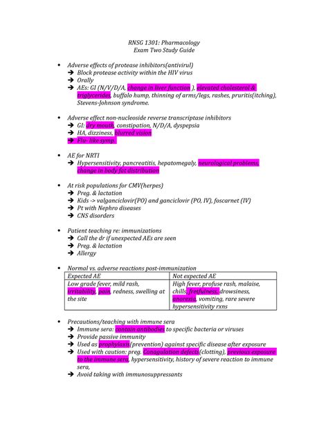 Exam Study Guide Rnsg Pharmacology Exam Two Study