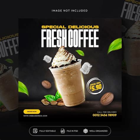 Premium Psd Coffee Shop Drink Menu Promotion Social Media Instagram