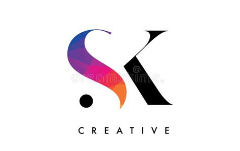 Diseño De Letras Sk Con Corte Creativo Y Textura Arcoiris Colorida Ilustración Del Vector