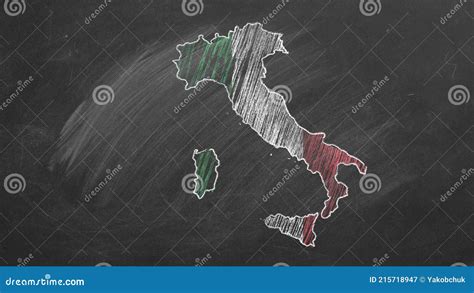 Italy Chalk Drawn And Animated Map With Flag Stock Video Video Of