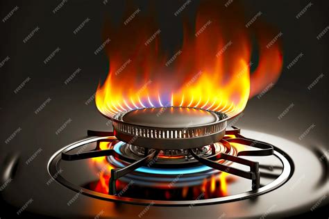 Premium Photo | Gas kitchen stove with burner with burning flame