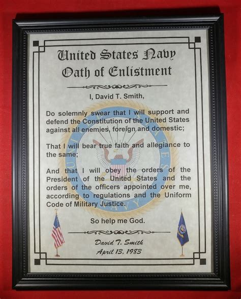 Oath of Enlistment Certificate: U.S. Navy PERSONALIZED with | Etsy