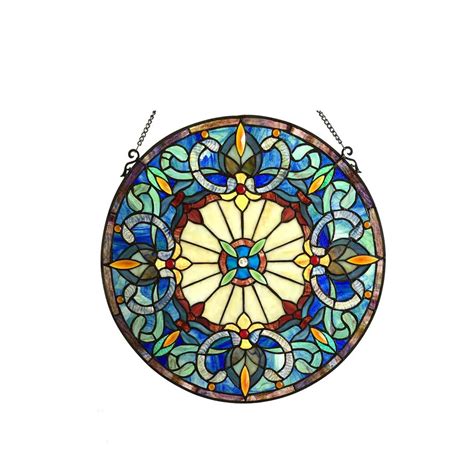 Victorian Style Window Panel Stained Glass Window Hanging Victorian Window Panel Round