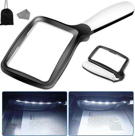 Loupe avec lumière 5 LED Grande loupe de Lecture Pliante à Main