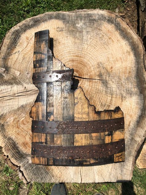 Idaho State Bourbon Barrel Wood Cutout With Rings Etsy