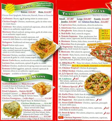 JJ's Pizza Menu, Menu for JJ's Pizza, Lilydale, Melbourne - Urbanspoon/Zomato