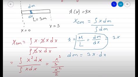 Week 5 Ch 9 Pr 11 Center Of Mass Using Integrals Youtube