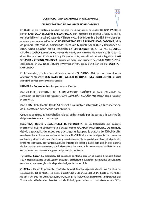 MODELO DE CONTRATO PARA JUGADORES PROFESIONALES Monografías Ensayos