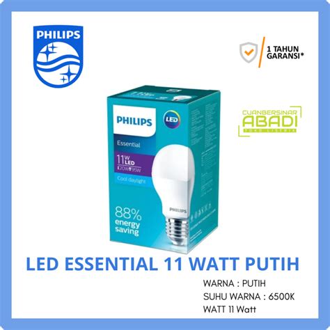 Lampu LED Philips 11 Watt Bulb PHILIPS ESSENTIAL 11W Putih Cool