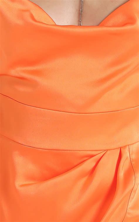 Naesa Dress in Orange Satin | Showpo