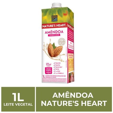 Caixa De 1l Leite Vegetal Amêndoa Natures Heart Natures Heart