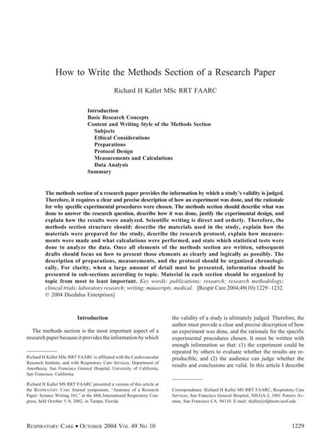 How To Write The Methods Section Of A Research Paper