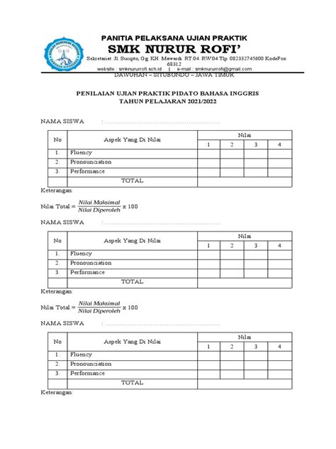 Penilaian Lomba Pidato Bahasa Inggris Pdf