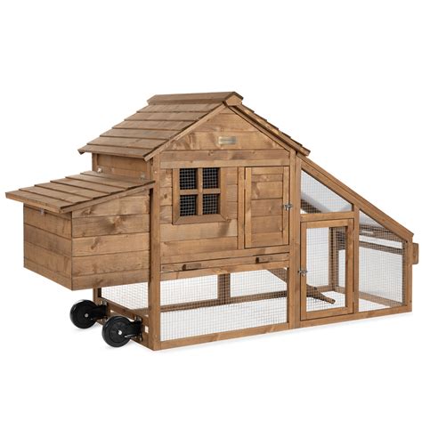 Best Choice Products 70in Mobile Fir Wood Chicken Coop Hen House W