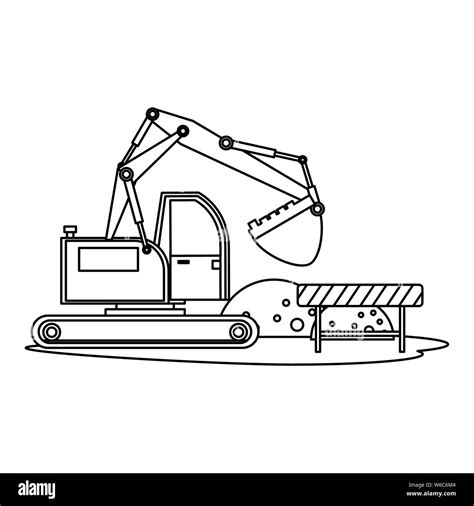 Construction Architectural Engineering Work Cartoon In Black And White