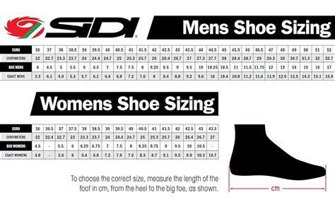 Sidi Shoe Size Chart