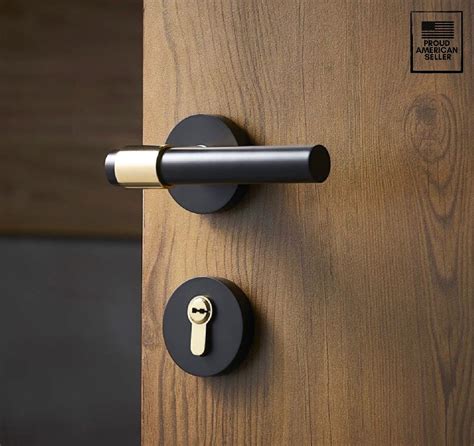 Modern Interior Door Levers With Secure Lock, Room Wood Door Knobs ...